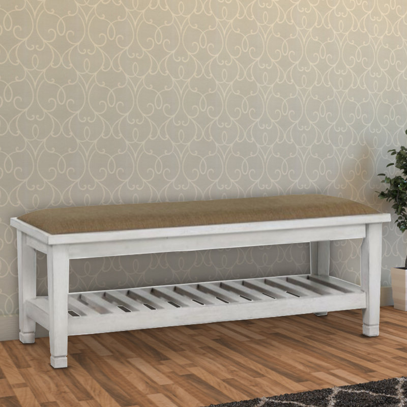 Banc rembourré Ranbir, Brun, Blanc