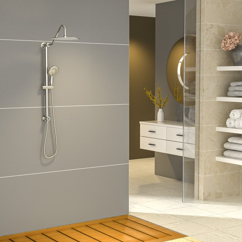Pomme de douche 5 fonctions 10 po, Nickel brossé