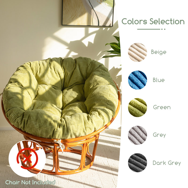 Coussin de chaise 48 po Papasan 48 po Coussin de soutien épais, Vert