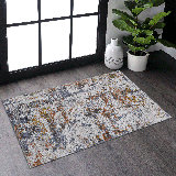 LOOM & LUXE Collection Ivory/Blue/Abstract Non-Shedding Area Rug