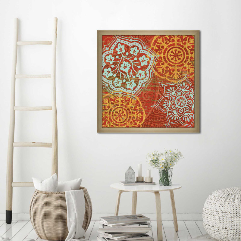 « boho marocain », reproduction de peinture à l’acrylique encadrée, H 39,5 po x l 39,5 po x P 0,75 po