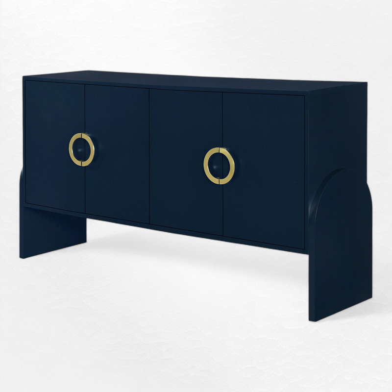 Yisselle 61'' Wide Four-Door Sideboard with Metal Handle and Adjustable Shelf, Navy