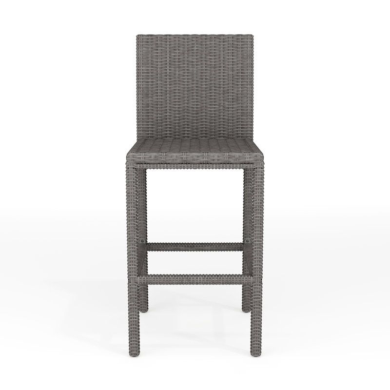Martha Stewart Bedford Outdoor Rattan Wicker Bar Stools, Gray, Gray