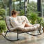 Chaise berçante double largeur Papasan, beige