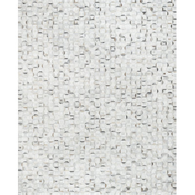 Geometric Handmade Cowhide Silver/White/Black Area Rug