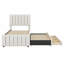 Lit simple avec lit gigogne escamotable et 3 tiroirs de rangement en dessous, lit plateforme simple tapissier en lin-1265162661
