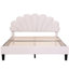 Grand lit plateforme tapissier beige à motif de tête de lit en velours-957524829-957524827