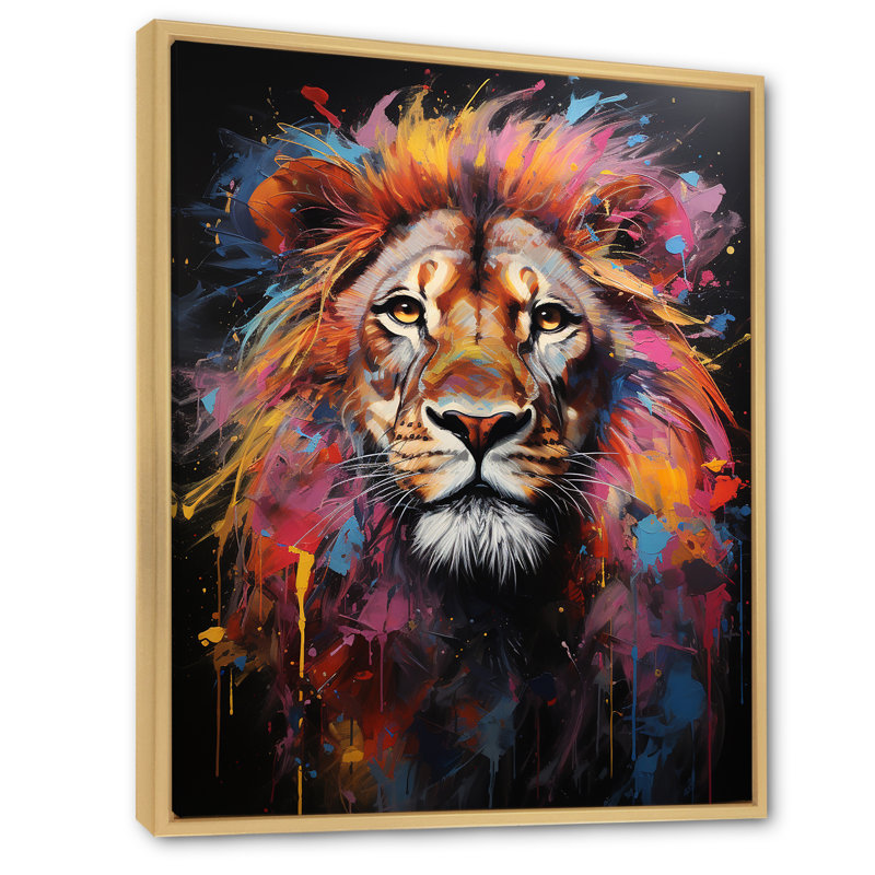 Lion Urban Wild Urban II sur toile, H 32 po x l 16 po x P 1 po, Cadre naturel flottant