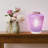 10.5"H Lila Pink/Purple Glass Shade With A White Marble Block Base Accent Lamp