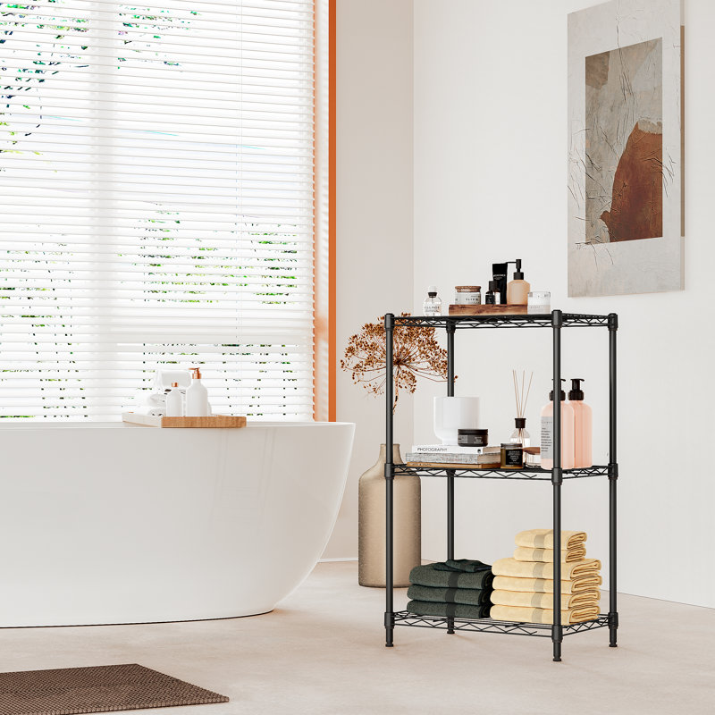 Étagère métallique à 3 niveaux de 18 po (45,7 cm) pour le rangement de la cuisine, du garde-manger, de la salle de bain, de la buanderie, du placard et des petits espaces.