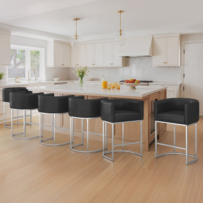 26" Upholstered Counter Stool with Metal Frame