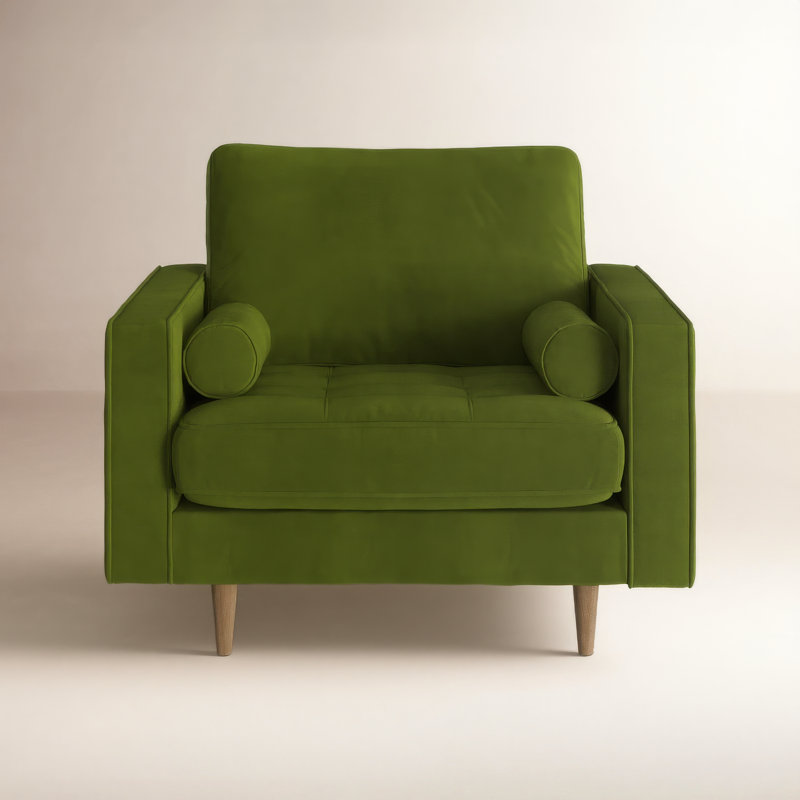 Fauteuil touffeté l 41,5 po Pritchett, Velours performance vert forêt Bella