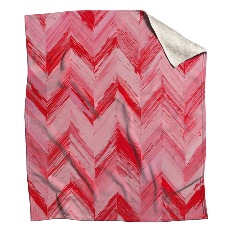 Red Pink Chevron Blankets, 60in W x 80in H