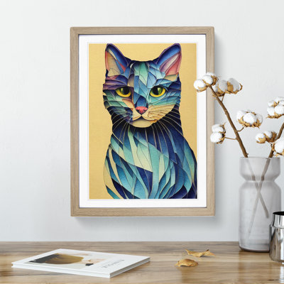 Colourful Cat No.3 Abstract - Single Picture Frame Painting