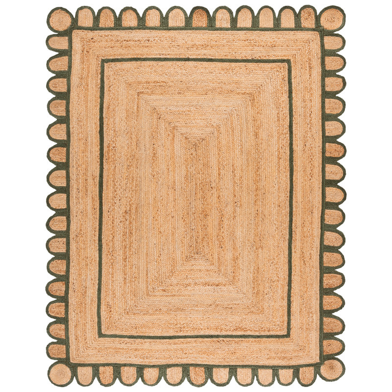 Natural Fiber Handwoven Jute Geometric Indoor Use Only Rug, Rectangle 6' x 9'