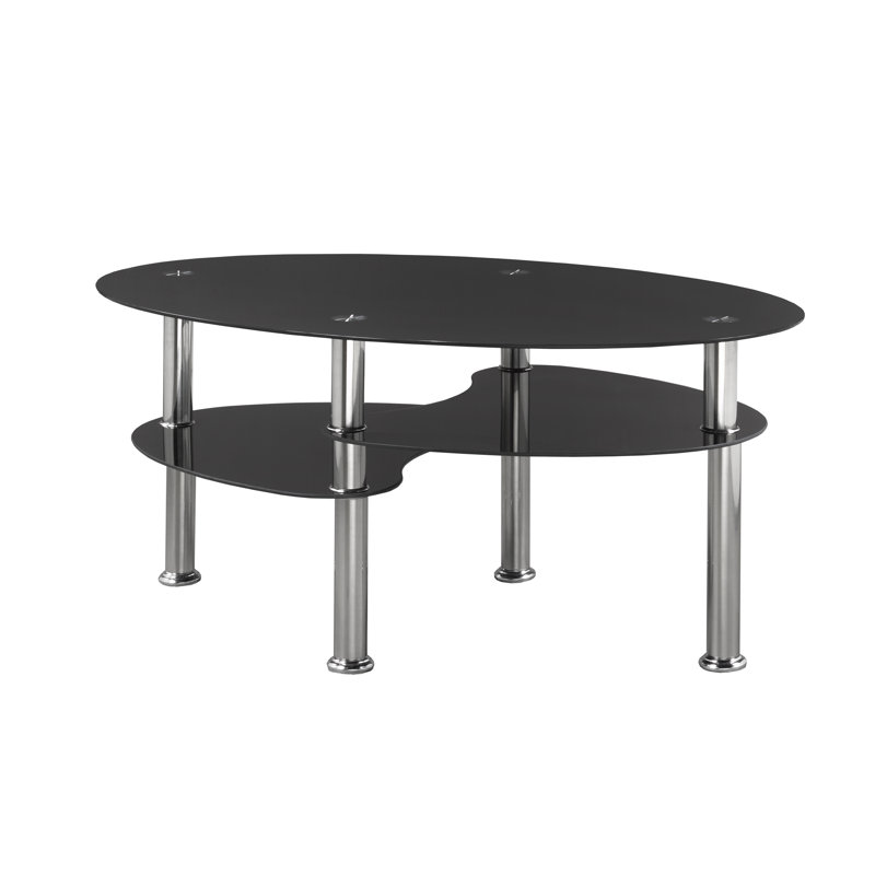 Table basse à 4 pieds Clarese, Argent, Noir