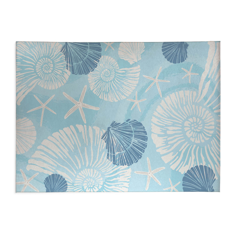 Tapis à linge antidérapant Starfish, 37 "L x 5.5 "H, Blue Animal Print