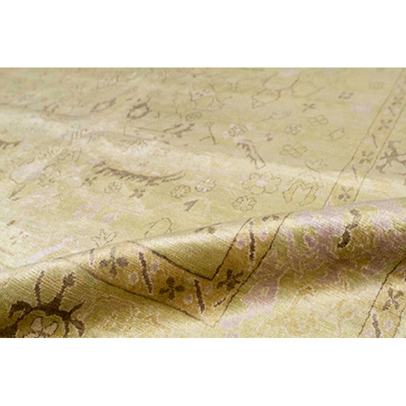 Hand-Knotted High-Quality Light Green and Light Green Area Rug