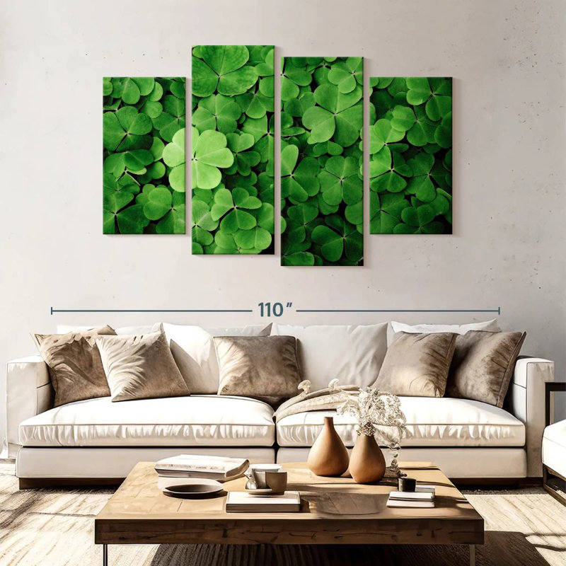 Harnek Green Shamrock Clovers, 54" H x 84" W