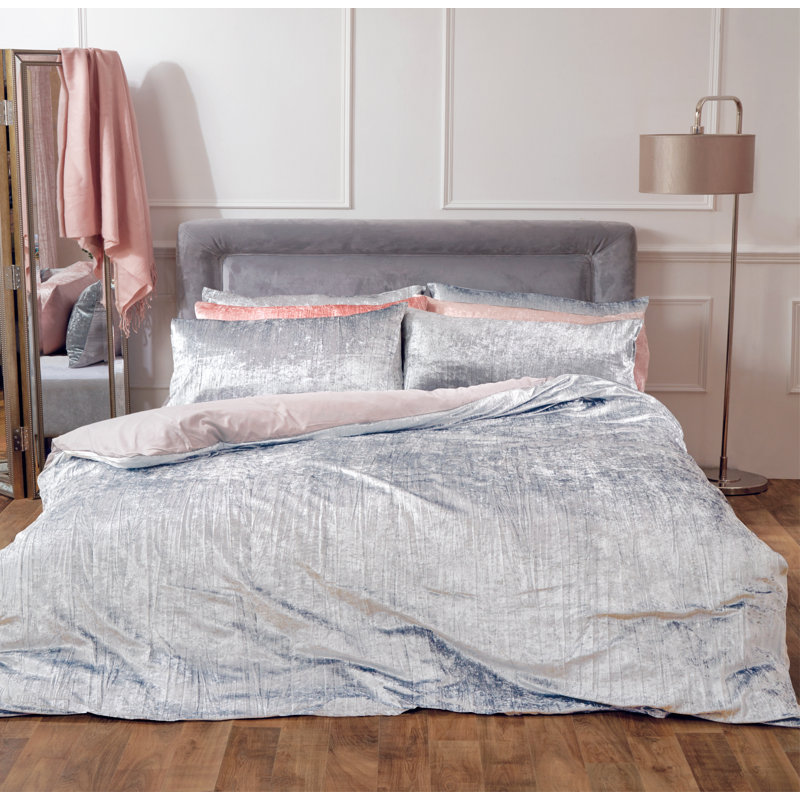 Solid Colour Duvet Cover Set with Pillowcases, Single Duvet Cover + 1 Standard Pillowcase, Silver