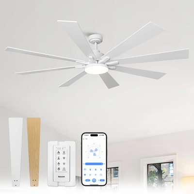 Vaczon 72" Smart Dimmable LED Ceiling Fan with 3CCT LED Lights, 6-Speed Reversible DC Motor, Timer, Remote and App Control