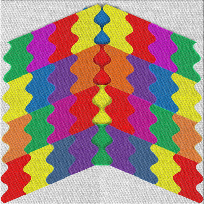 Tapis rouge/jaune/vert à motifs
