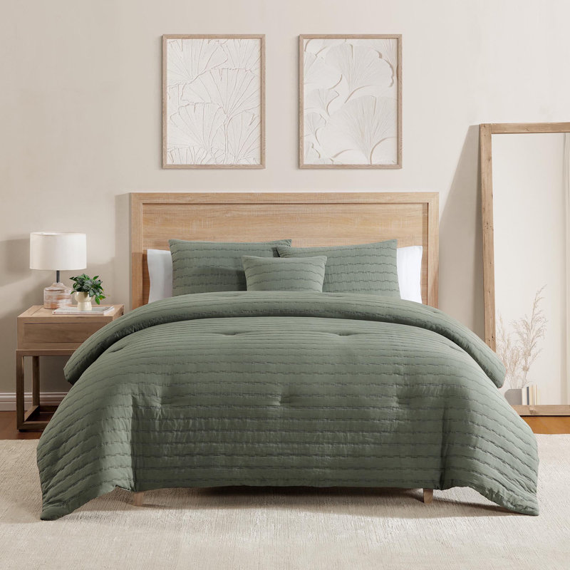 Ensemble d'édredon en microfibre à motif géométrique rayé 4 pièces, Très grand lit