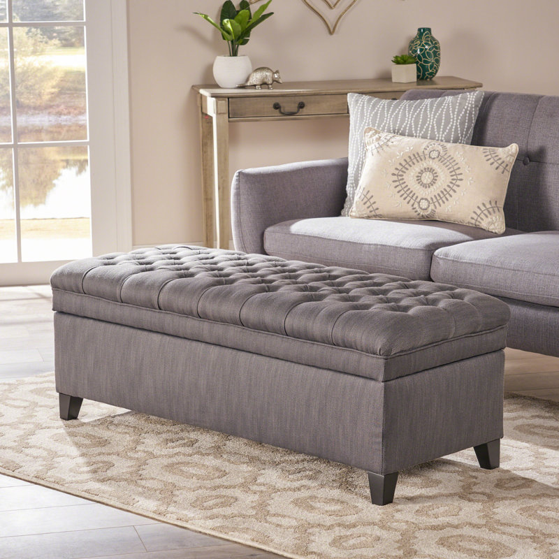 Cancic 50" Wide Tufted Rectangle Storage Ottoman,STORAGE OTTOMAN ,STORAGE BENCH, Gray Polyester