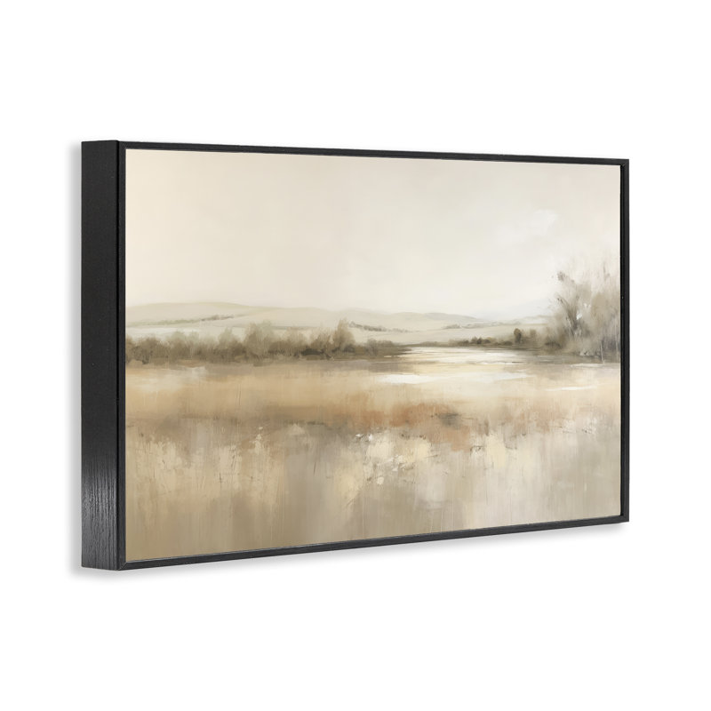 Art giclée de campagne beige réfléchissant par Irena Orlov, Giclée encadrée noir minuit, H 16 po x l 24 po