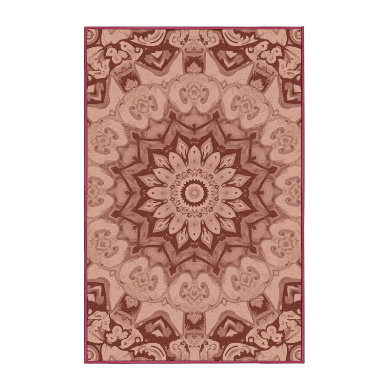 Soft Plush Feingold Valentines Modern & Contemporary Abstract Area Rug in Brown – Rose Binding, 6x9
