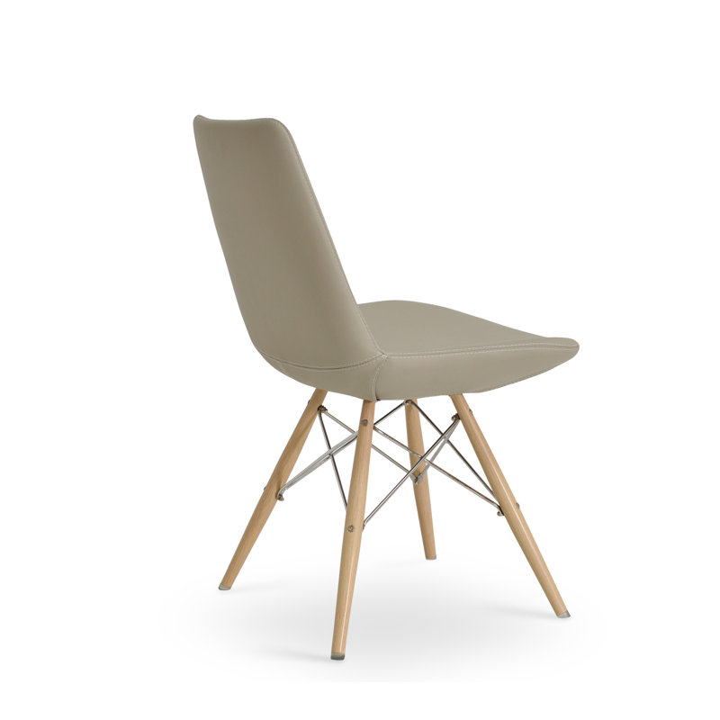 Chaise d'appoint Eiffel 19,5 cm de large, Cuir véritable noir, Tubes naturels / fil chromé
