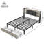 EU Double & King RGB LED Metal Storage Platform Bed with USB-C Charging, PU Tufted Headboard & 2 Footboard Drawers, Black,  140/160x200cm-1922047079
