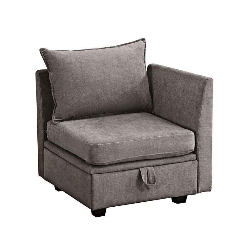 Upholstered U-Shaped Sectional Right Hand Facing, Gray Fabric