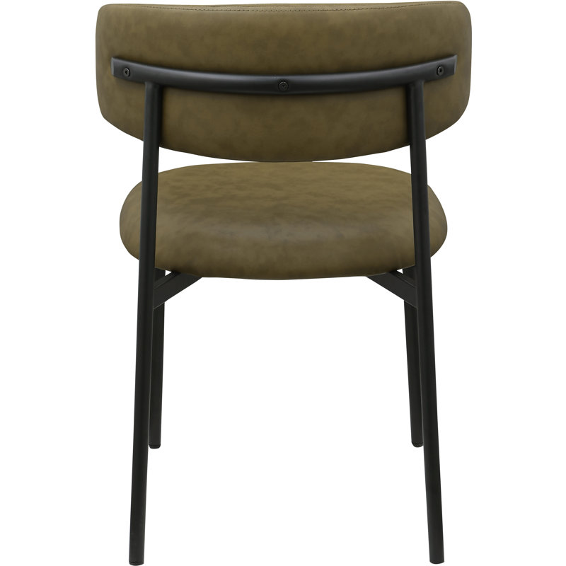 Lupita Upholstered Back Side Chair Dining Chair, Matte Black, Olive Vegan Leather
