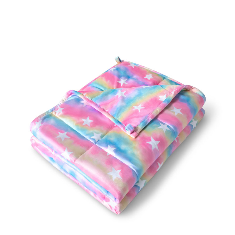 Couverture pondérée Minky, l 40 po x L 60 po, 10 lb, Rose / licorne bleue