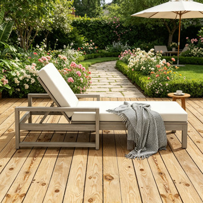 Trexm Outdoor Lounge Chairs, 5Position Chaise Lounge Outdoor, Patio Chaise Lounge With Cushion & Adjustable Backrest, Pool Lounge Chairs For Backyard, Deck, And Lawn, Gray