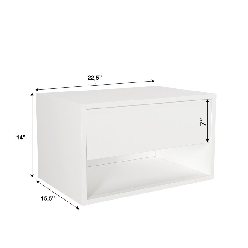 Benaniah 24" Wall Mounted Floating Nightstand, White