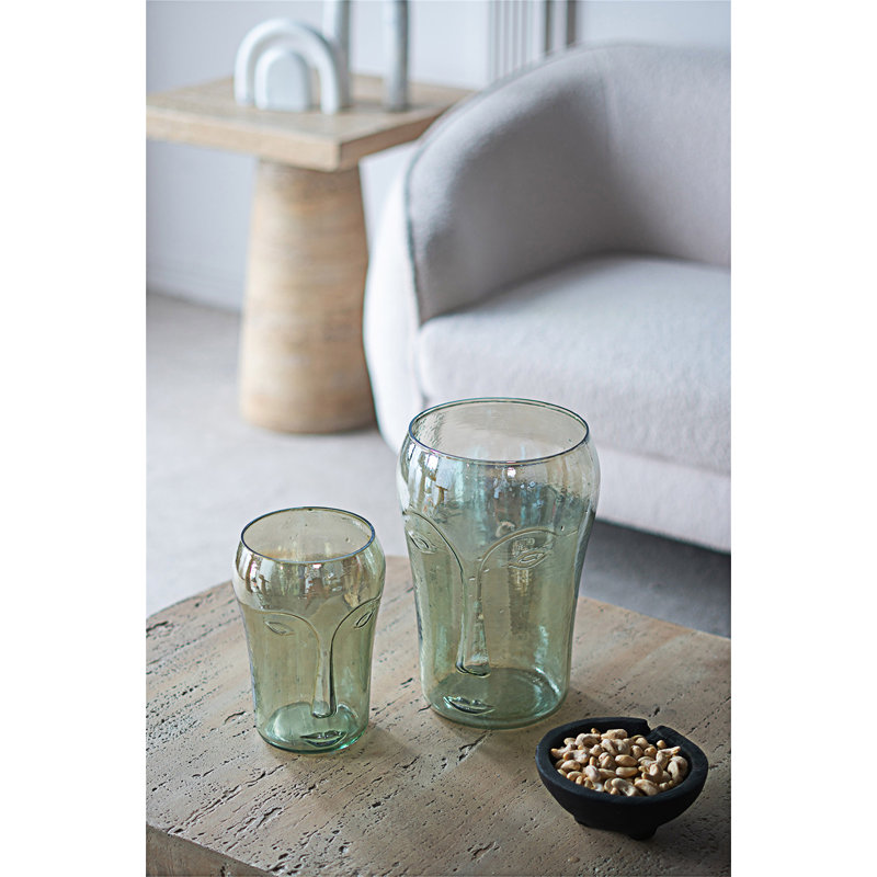 Vases décoratifs en verre avec motifs de visage