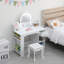 Ensemble de coiffeuse pour enfants avec miroir lumineux et tabouret, table de maquillage 2 en 1 avec tiroir, pour les enfants de 3 à 9 ans-281200735