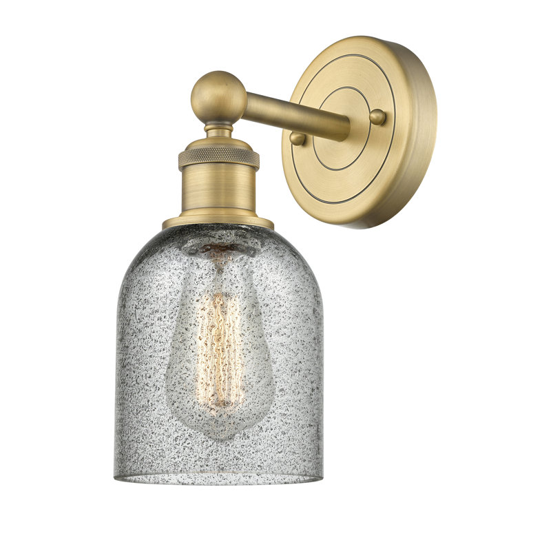 Carmi Armed Sconce, Charcoal, Brushed Brass