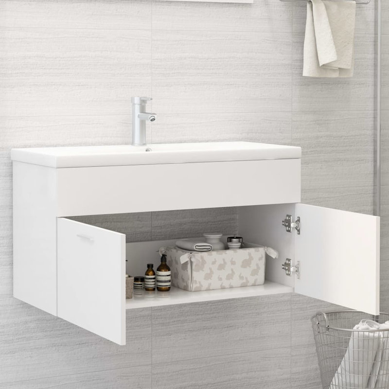 Geilich 900 mm Single Vanity with Integrated Ceramic Basin, White