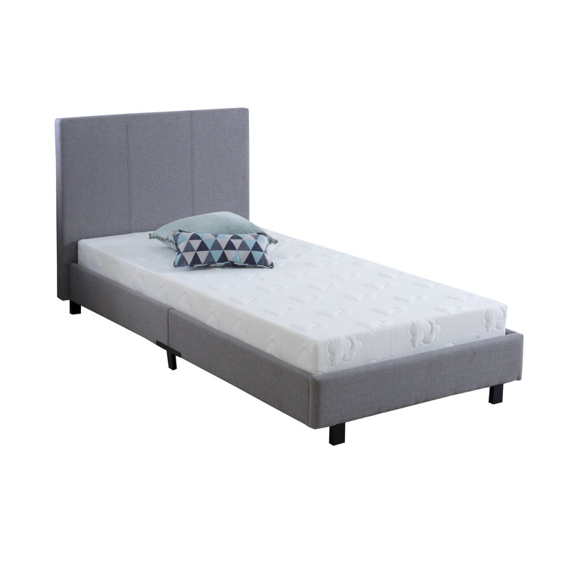 Morano Upholstered Bed with Mattress, Single (3'), Memory King, Grey