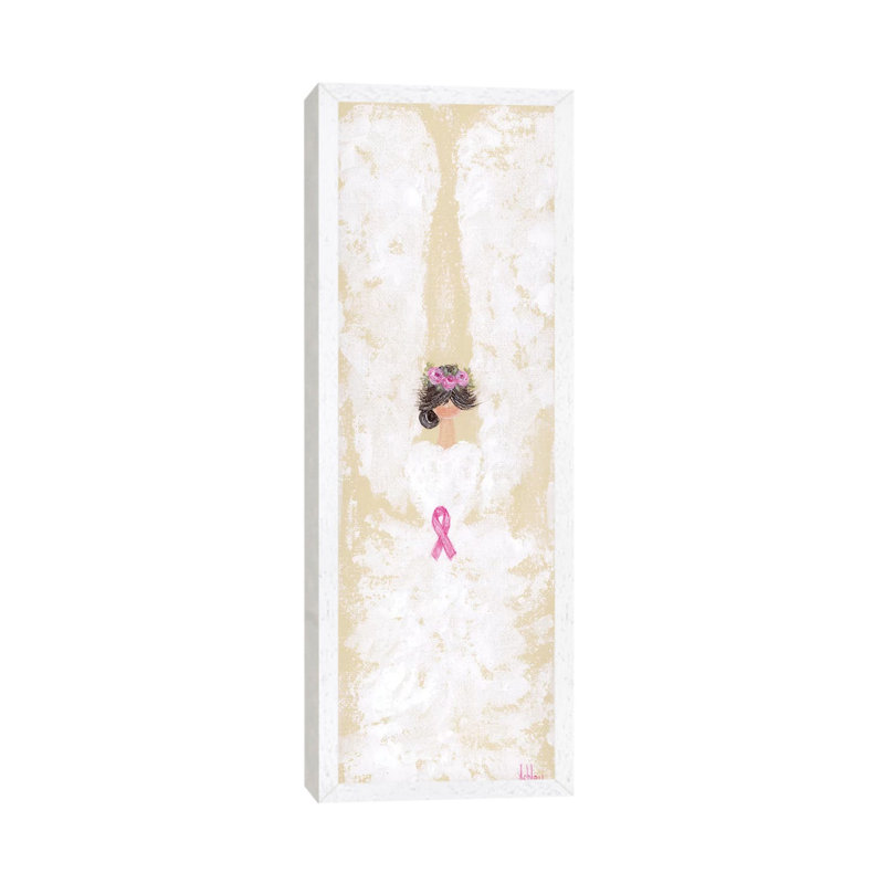 Breast Cancer Angel by Ashley Bradley - Painting on Canvas, 30.48 cm H x 91.44 cm W, White Framed