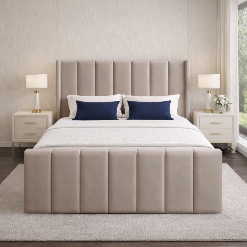 Premium Wingback Storage Bed Frame, Double (4'6), Coffee