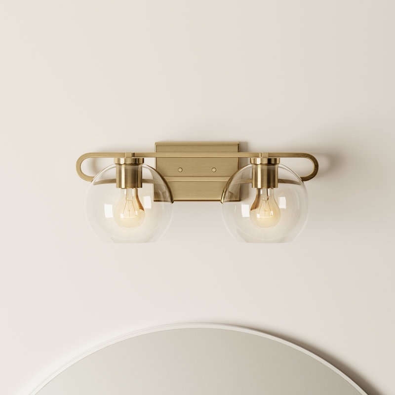 Eveline 2 Light Transparent Dimmable Vanity Light, Satin Brass