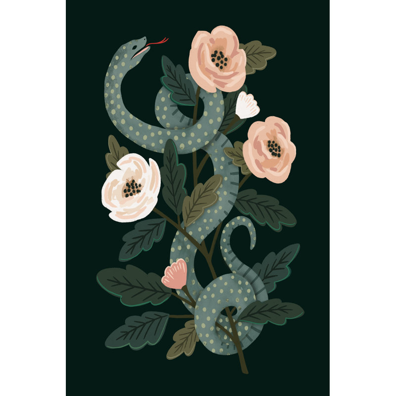 Skull and Snake II by Victoria Barnes - Wrapped Canvas Painting Print, 46cm H x 30cm W