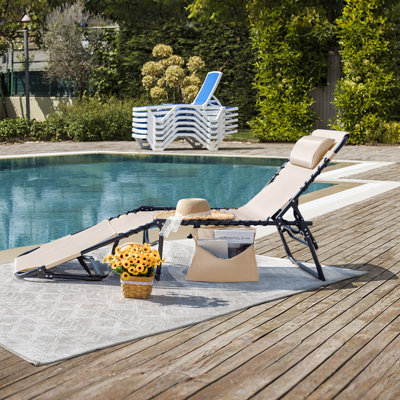 Shanasha 1 Pcs Outdoor Lounge Chair with Sauna Foldable Chair Adjustable Height Patio Lounge Chair,Suitable for Beach,Lawn and Pool by Arlmont & Co.
