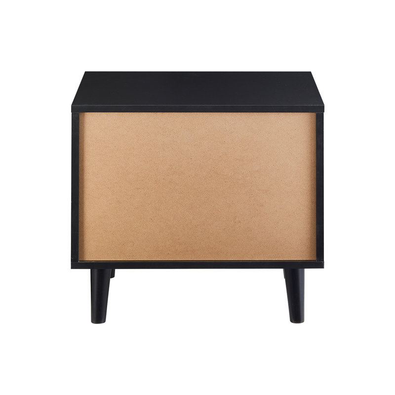 Prestyn 50cm W Solid + Manufactured Wood Bedside Table, Black