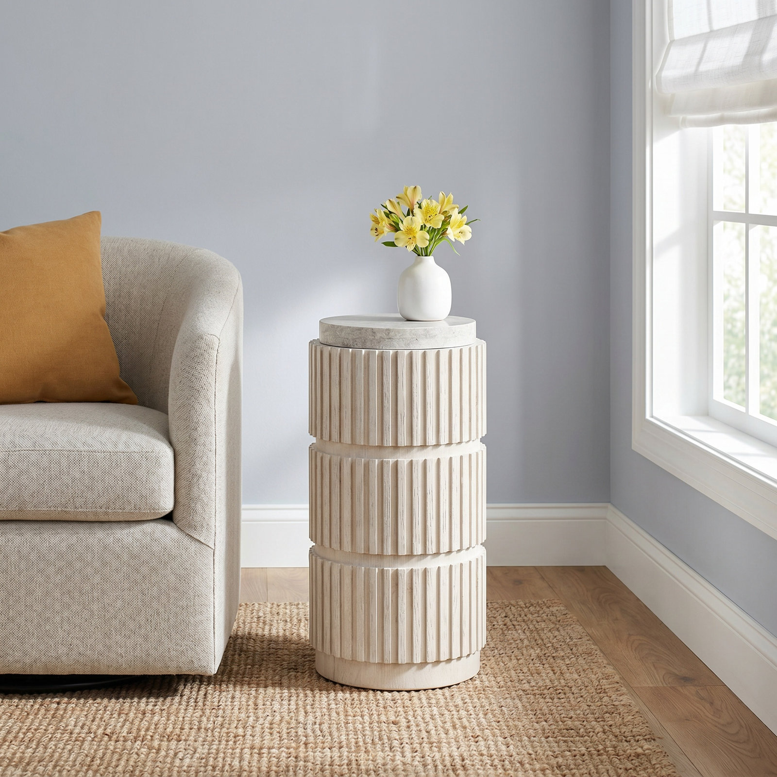 Greta 10" End Table, White Oak