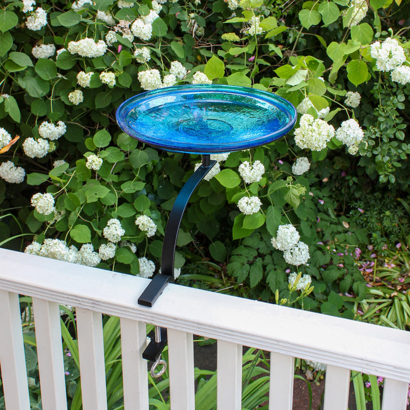14" Crackle Bowl with Rail Mount Bracket, Blue